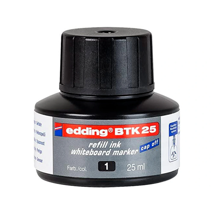 Edding Tinta Recambio Rotulador Pizarra Blanca BTK-25 Negro Bote 25 ml 1 Edding Tinta Recambio Rotulador Pizarra Blanca BTK-25 Negro Bote 25 ml 1
