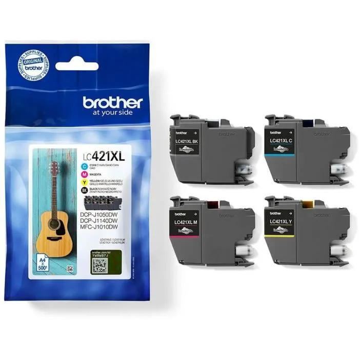 BROTHER Pack de 4 cartuchos de tinta negro, cian, magenta y amarillo LC421XLVAL para DCP-J1050DW / D 2