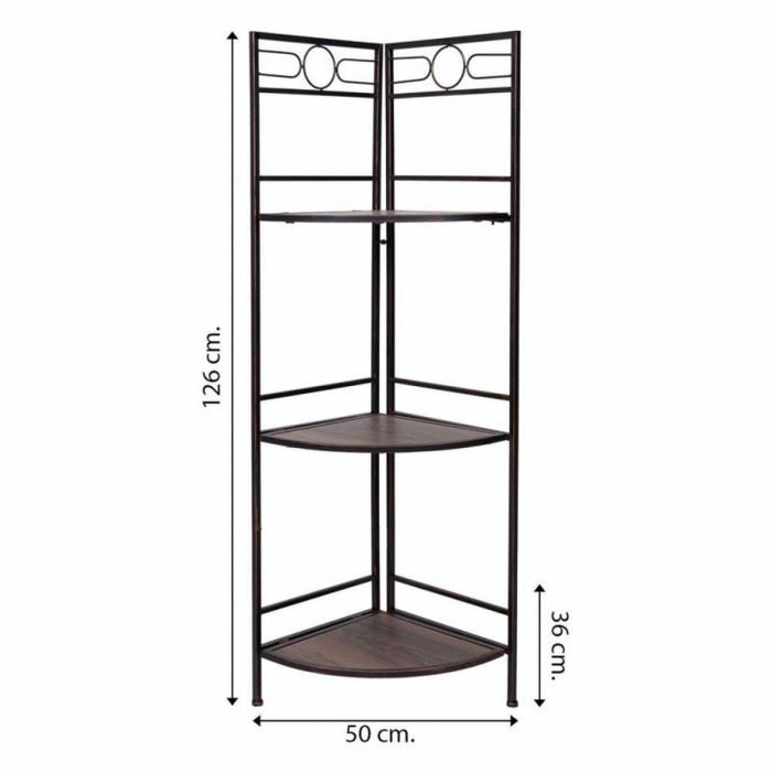 Estantería de Esquina Alexandra House Living Negro Dorado Metal Madera MDF 36 x 126 x 50 cm 1