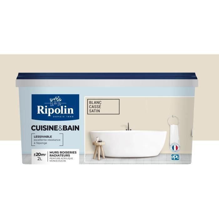 Pintura especial para paredes de baño y cocina RIPOLIN - Blanco mate satinado, 2L Pintura especial para paredes de baño y cocina RIPOLIN - Blanco mate satinado, 2L