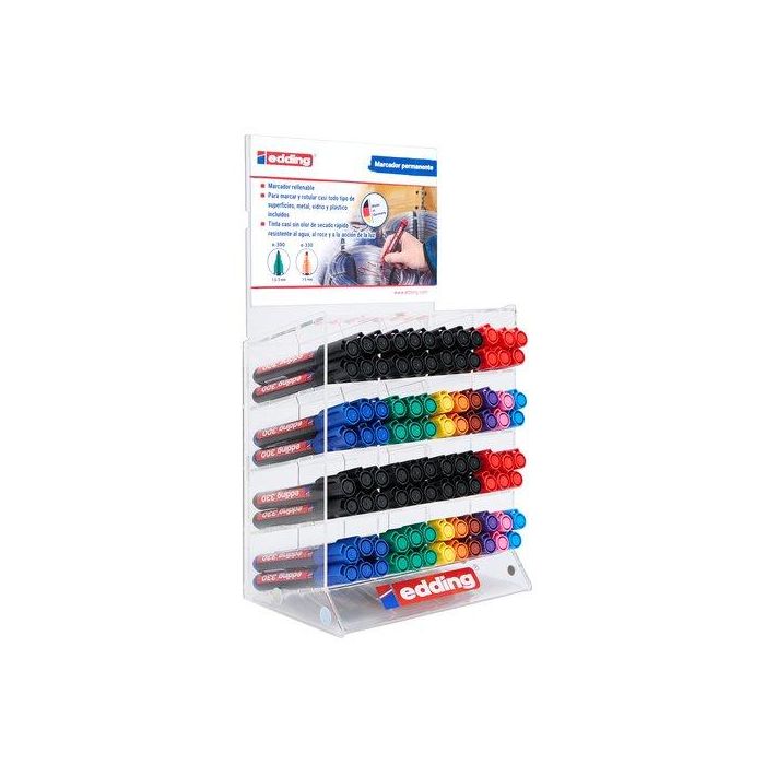 Marcador Permanente Edding 300/330 Surtidos Expositor De 96