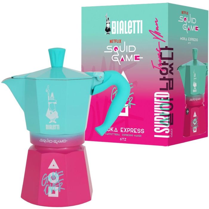 Bialetti Moka Express Squid Game 6TZ - Cafetera Italiana de Aluminio, 6 Tazas