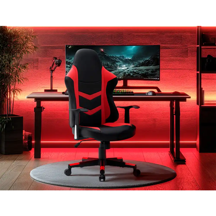 Q-connect Silla Gaming Orvieto Simil Piel Negro Rojo Alt Max 1200mm Ancho 650mm Profundo 650mm Ruedas Premium 12