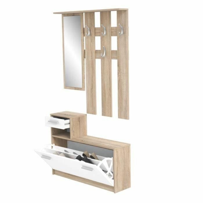 Carga de entrada de pili con decoración del espejo escandinavo Chene et blanc - l 97 cm 1 Carga de entrada de pili con decoración del espejo escandinavo Chene et blanc - l 97 cm 1