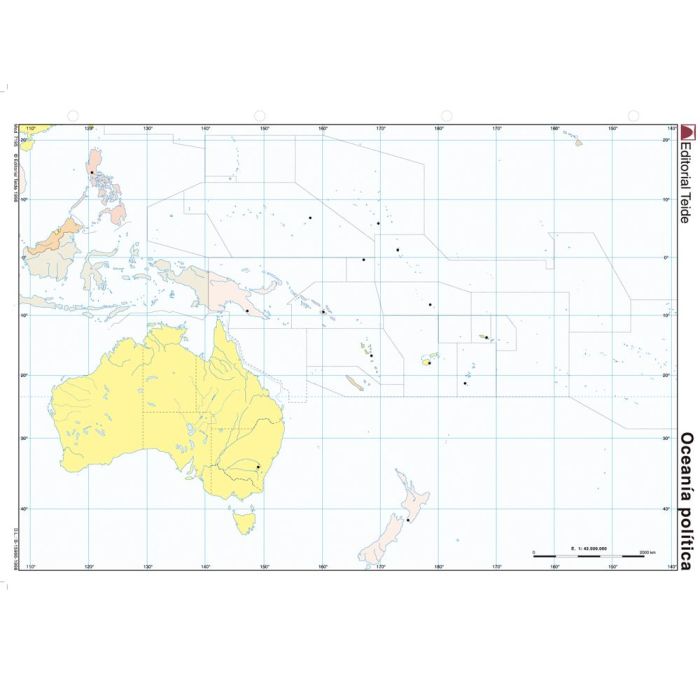 Mapa Mudo Color Din A4 Oceania Politico 100 unidades 1