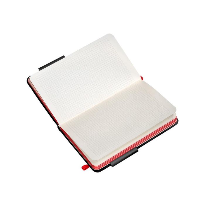 Cuaderno Con Gomilla Antartik Notes Tapa Dura A6 Hojas Cuadricula Negro Y Rojo 100 Hojas 80 gr Fsc 8