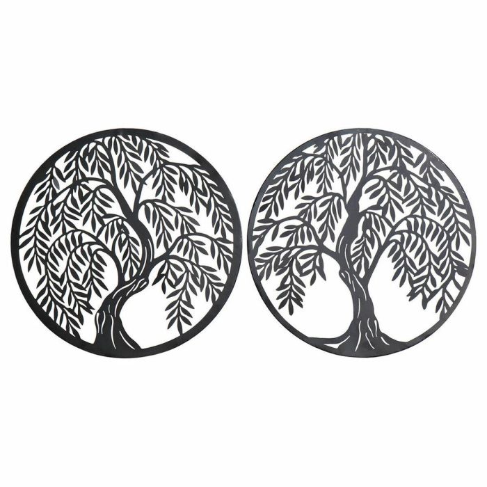 Decoracion Pared Cottage DKD Home Decor Negro 1 x 40 x 40 cm (2 Unidades)