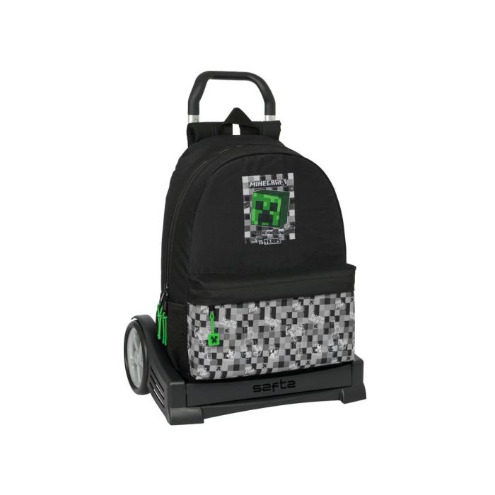 Mochila Escolar con Ruedas Minecraft Negro Verde Gris 30 x 46 x 14 cm