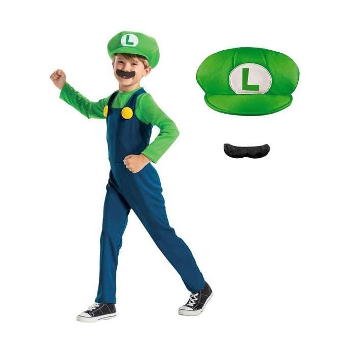 Nintendo Disfraz Super Mario Luigi Lujo Talla 3-4 Años 1