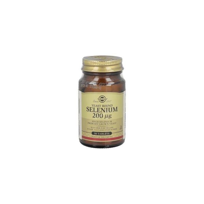 SOLGAR Selenio en Levadura 200 mcg, Antioxidante e Inmunoestimulante, 50 Comprimidos Aptos para Veganos