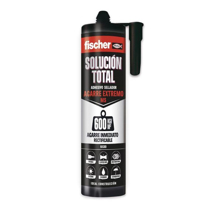 Fischer Adhesivo MS Extreme Negro 290ml | Agarre Inmediato hasta 600kg/m² | Polímero Sellador para Interior/Exterior
