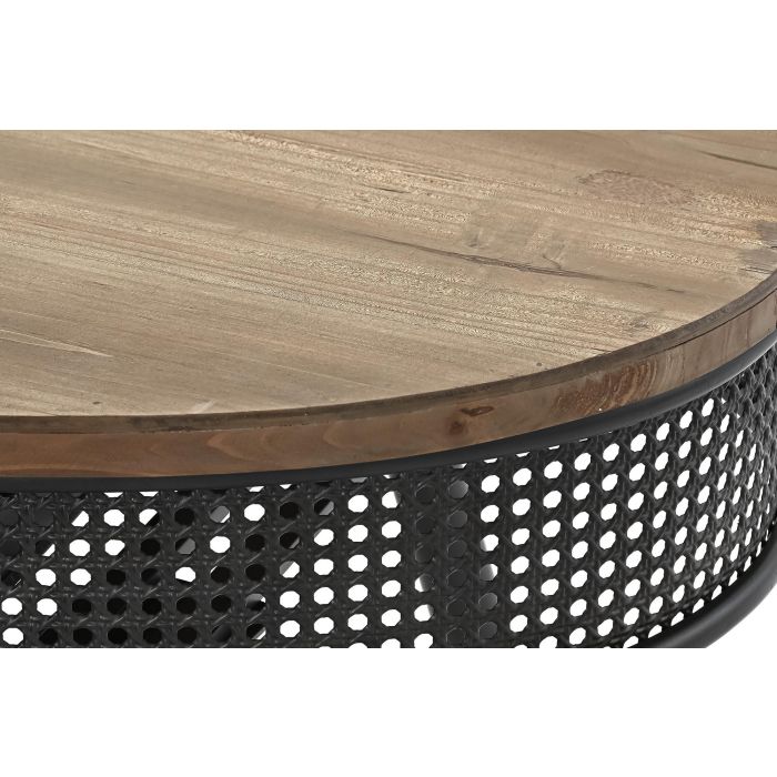 DKD Home Decor Mesa Centro Loft Desmontable de Abeto y Metal con 2 Cajones, Negro Marrón, 120x58x42 cm 1