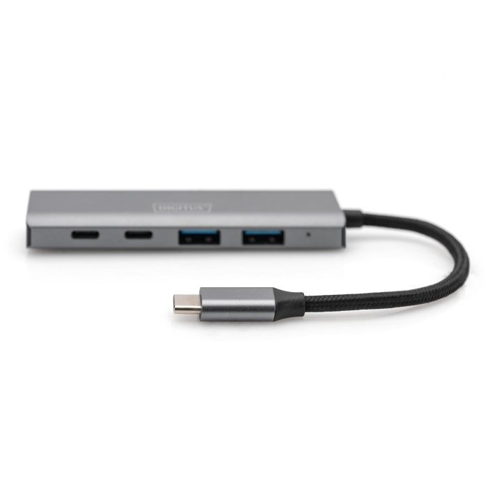 Digitus Hub USB-C 4 Puertos 3.1 (2x USB-A, 2x USB-C) Gris Aluminio 10000 Mbit/s Cable Integrado 2