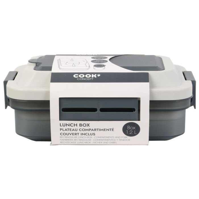Cook Concept Fiambrera Con Compartimentos Y Tenedor 1.2L Rectangular Apta Microondas 1