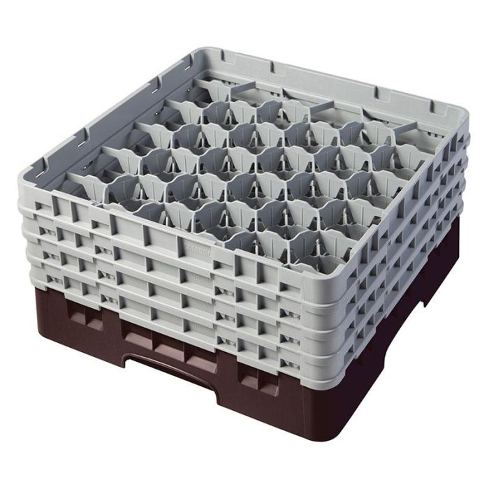 CAMBRO - 30S800-167 - Cesta de lavado 30 comp. 4 alturas - 7,84 cm Ø máx. - alt. máx. 21,7 cm - 50 x 50 x 26,7 cm - Castaño