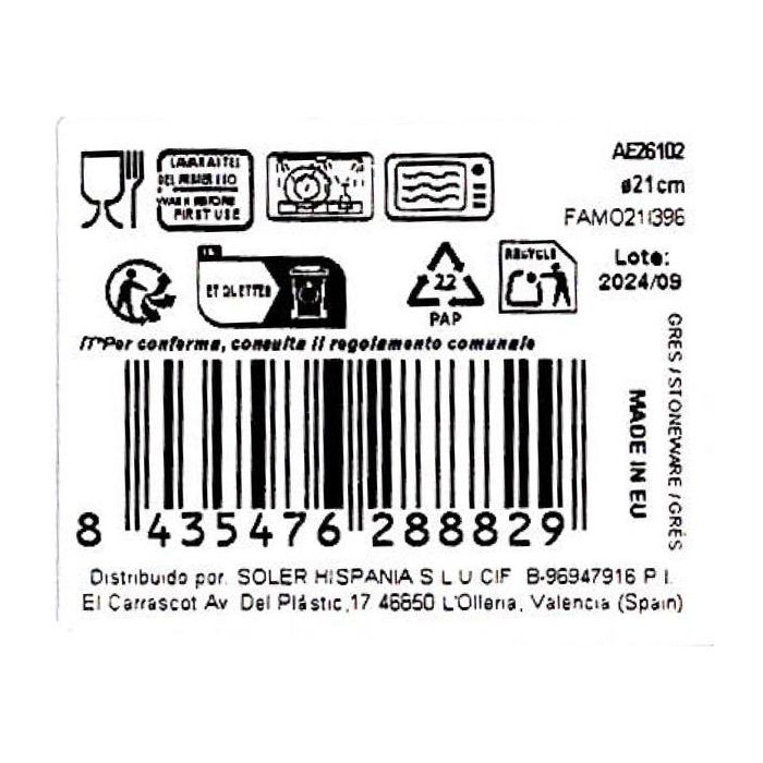La Mediterranea Plato Hondo Aelia Monaco Brillo Ø21 cm (12 Unidades) La Mediterranea Plato Hondo Aelia Monaco Brillo Ø21 cm (12 Unidades)