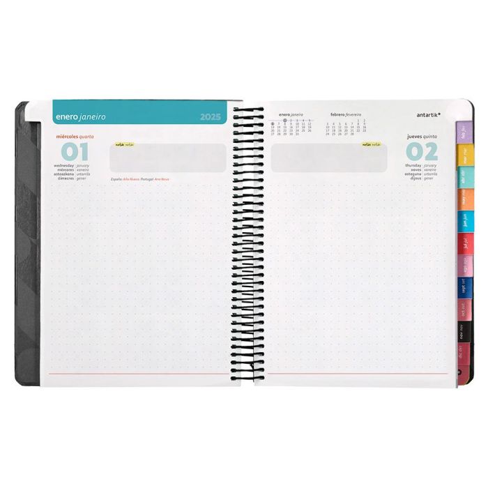 Agenda Espiral Antartik Pattern A5+ 2025 Dia Pagina Color Negro Papel 80 gr 8