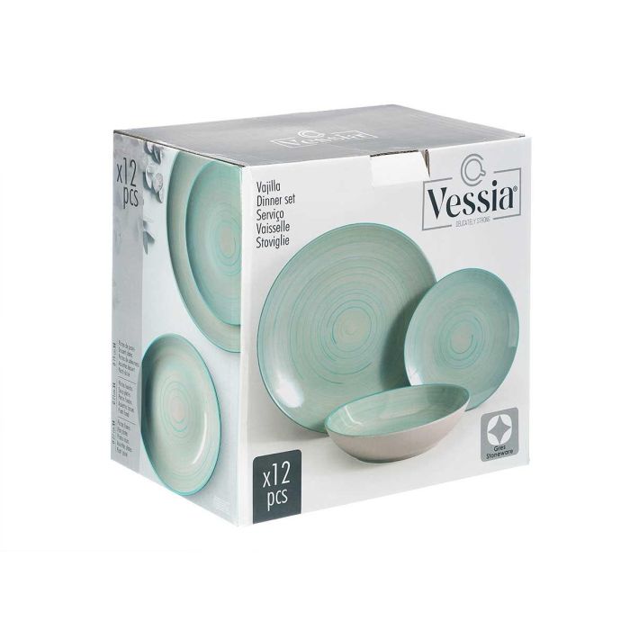 Set Vajilla 12 Pcs Espiral Azul Vessia 28X29CM (2 Unidades) 1 Set Vajilla 12 Pcs Espiral Azul Vessia 28X29CM (2 Unidades) 1