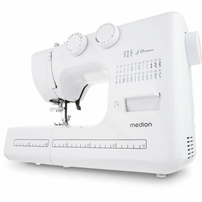 Medion MED4061275230888 Máquina de coser SM 60, 62W, 24 puntadas y puntadas dobles, 700 rpm, luz LED, Blanco