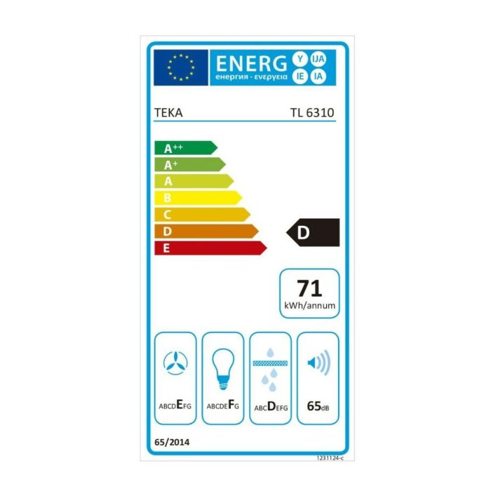 Campana Convencional Teka TL6310W 60 cm 332 m3/h 65 dB 231W 1 Campana Convencional Teka TL6310W 60 cm 332 m3/h 65 dB 231W 1