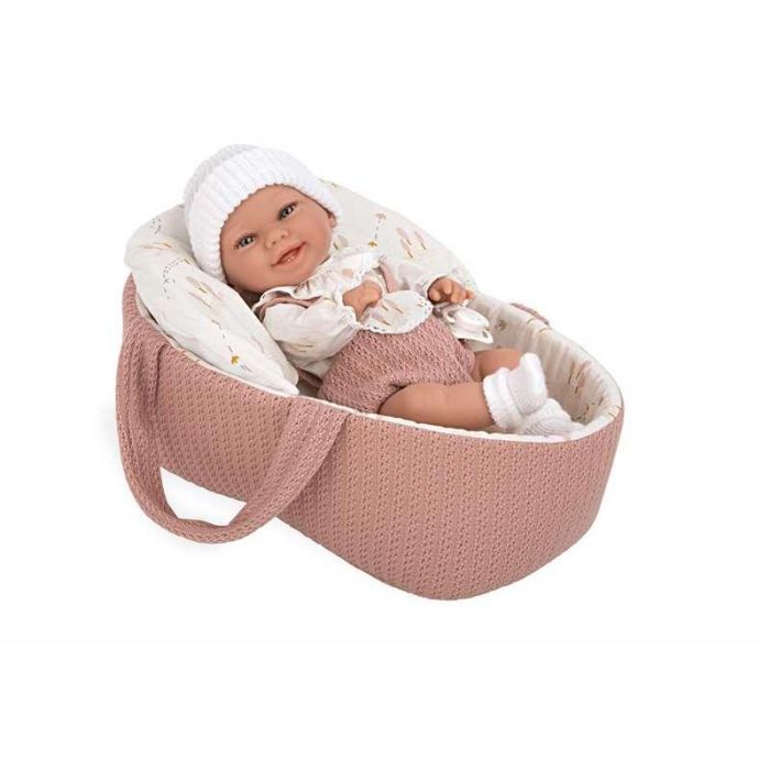 Muñeca elegance babyto rosa con capazo (cuerpo vinyl, sexo niña)incluye chupete en bolsa. 33 cm