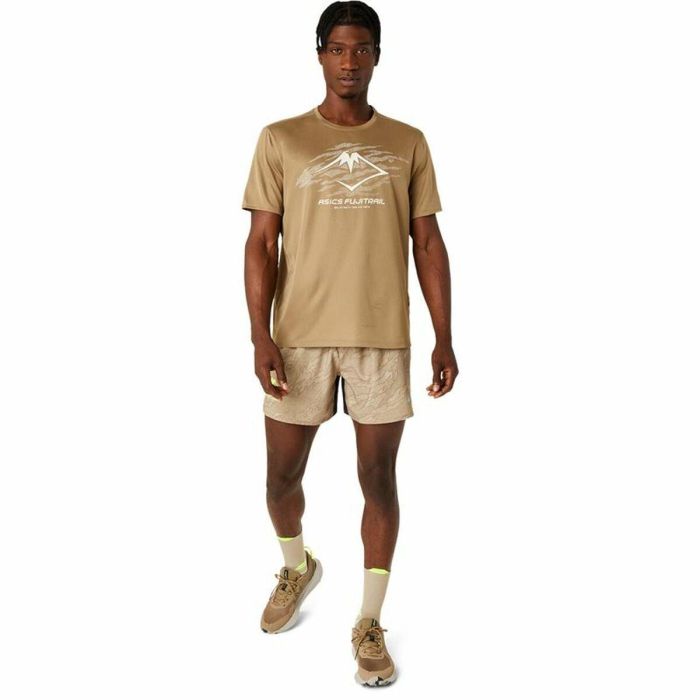 Camiseta de Manga Corta Hombre Asics Fujitrail Logo Ss Top Marrón Beige 1