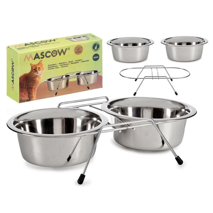 Mascow Set 2 Comederos de Acero Inoxidable Antideslizante, Color Plata, para Mascotas - 2 x 400 ml y 28 x 15.5 x 8 cm (12 Unidades) 0 Mascow Set 2 Comederos de Acero Inoxidable Antideslizante, Color Plata, para Mascotas - 2 x 400 ml y 28 x 15.5 x 8 cm (12 Unidades) 0