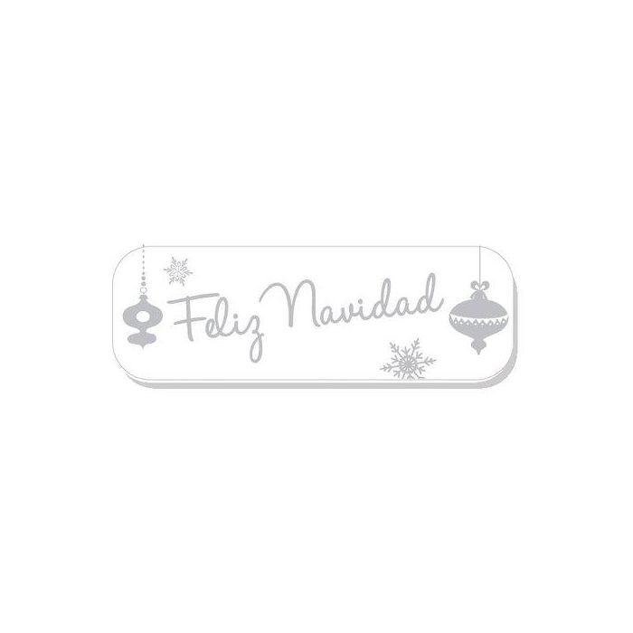 Etiquetas Regalo Adh. Holograficas Rollo 250 Uds. 45X15 Feliz Navidad Blanco