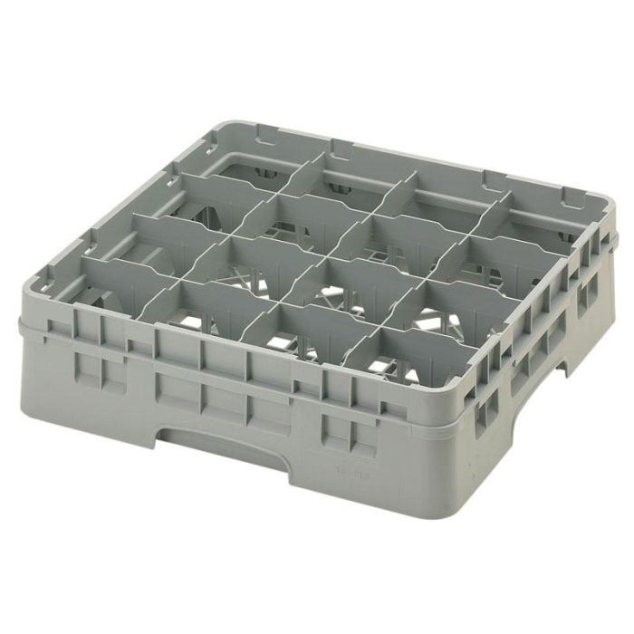 CAMBRO - 16S418-151 - Cesta de lavado 16 comp. 1 altura - 10,9 cm Ø máx. - alt. máx. 11,8 cm - 50 x 50 x 14,3 cm - Gris claro