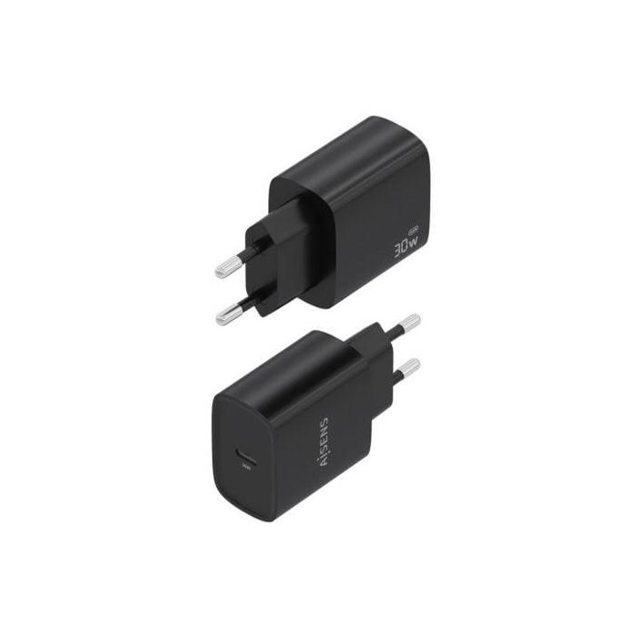 Cargador de Pared GaN Aisens A110-0951/ 1xUSB Tipo-C/ 30W/ Negro 2 Cargador de Pared GaN Aisens A110-0951/ 1xUSB Tipo-C/ 30W/ Negro 2