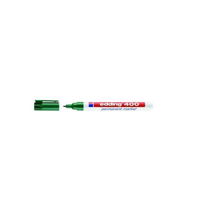 Edding Rotulador permanente 400 punta redonda verde 1 mm recargable para papel, metal, vidrio y plásticos