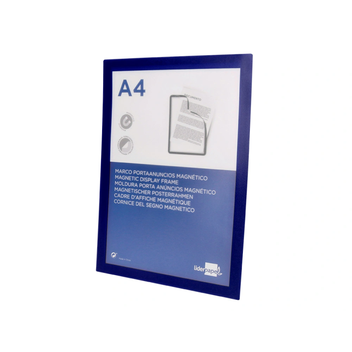 Liderpapel Marco Porta Anuncios Magnético DIN A4 Adhesivo Removible Color Azul 2