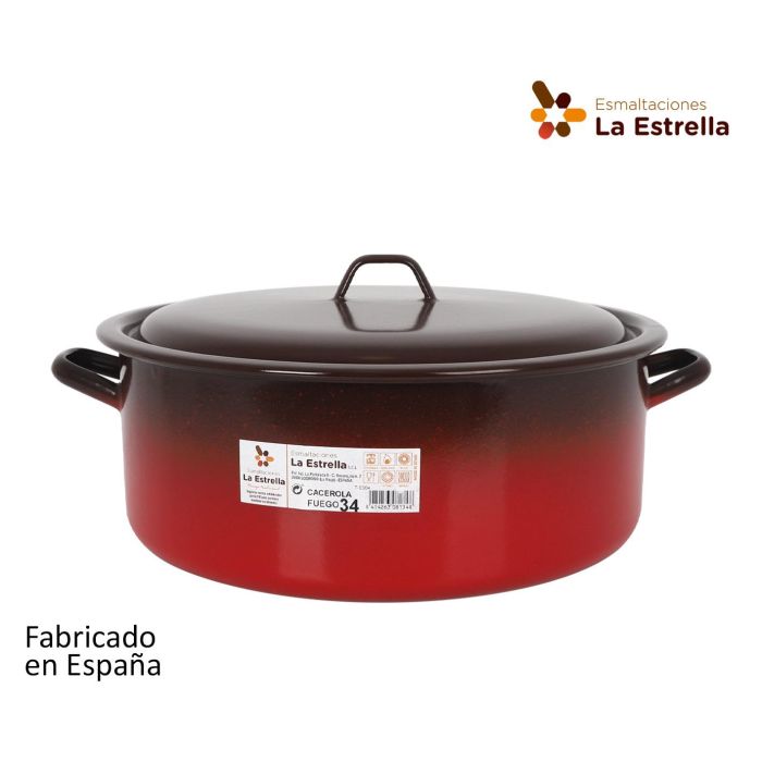 Cacerola Esmaltada con Tapa 34 cm 12.5L Fuego - La Estrella (4 Unidades) Cacerola Esmaltada con Tapa 34 cm 12.5L Fuego - La Estrella (4 Unidades)