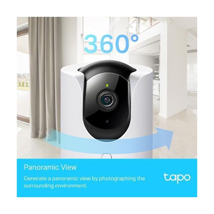 TP-Link Tapo C225 Cámara de Seguridad Wi-Fi Interior Panorámica con Visión Nocturna, Detección IA de Personas y Mascotas, Audio Bidireccional, Visión 2K QHD 4