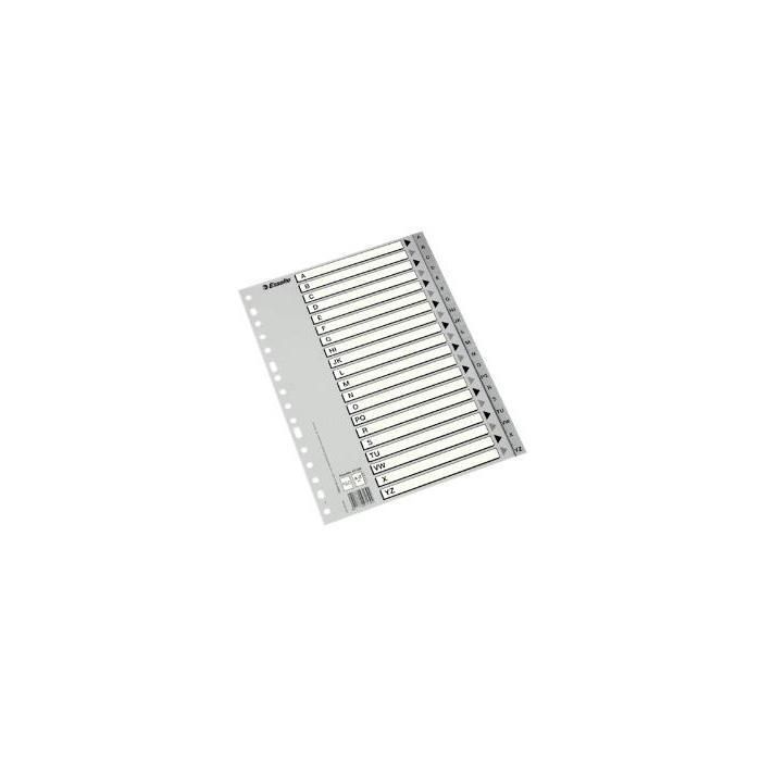 Esselte Abecedario Separador Multitaladro Polipropileno A4 gris Con Carátula Índice Cartón Blanco - Negro Esselte Abecedario Separador Multitaladro Polipropileno A4 gris Con Carátula Índice Cartón Blanco - Negro
