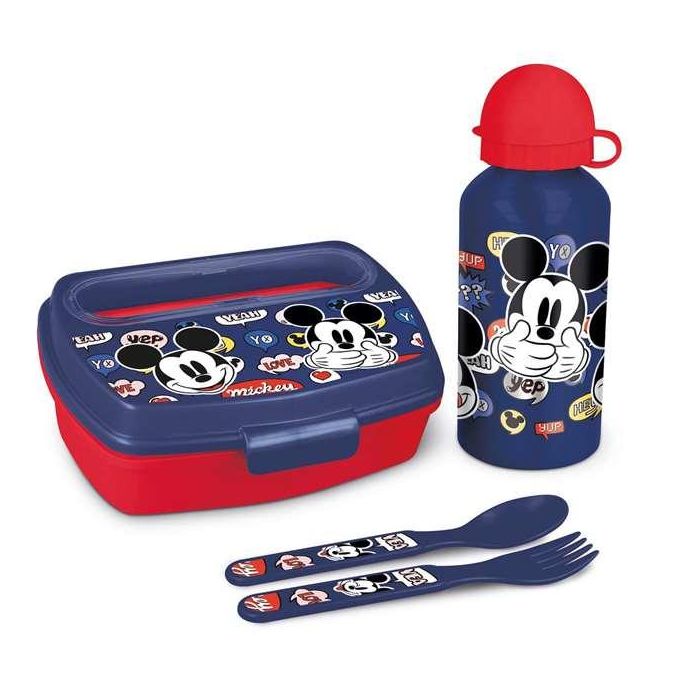 Set De Botella Y Sandwichera + Cubiertos Safta Escolar 210x70x180 mm Mickey Mouse Happy Smiles Set De Botella Y Sandwichera + Cubiertos Safta Escolar 210x70x180 mm Mickey Mouse Happy Smiles