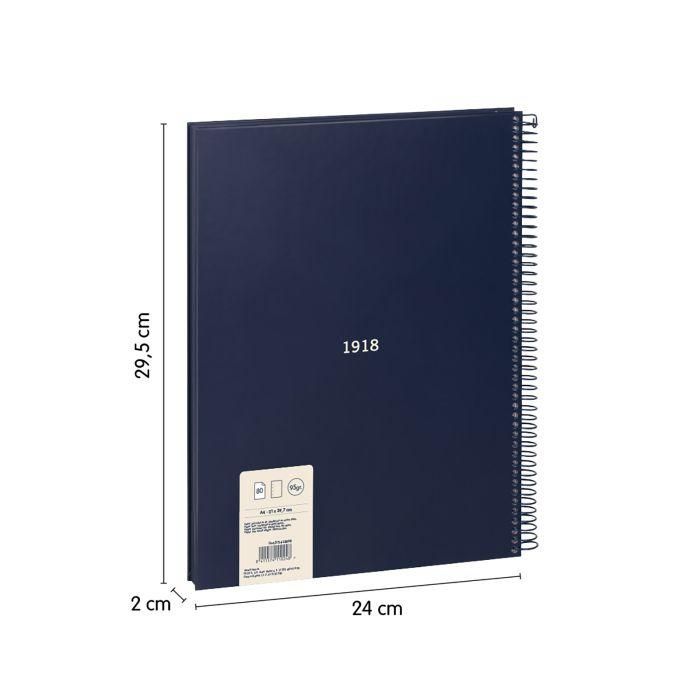 Cuaderno A4 con Espiral y Tapa Dura, 80 Hojas Blancas de 95 Gr/M, Colección 430 Since 1918, Azul Milan 57141E80B 2