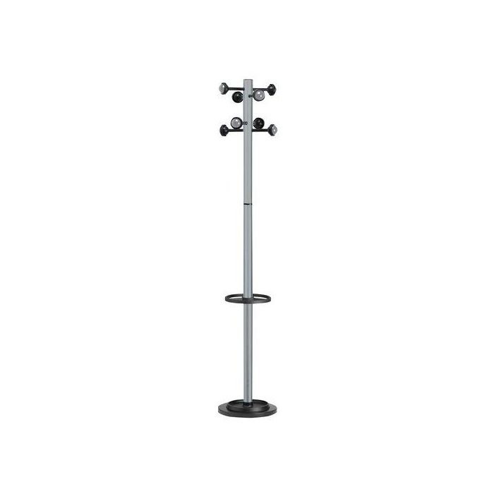 Perchero Pie Unilux Accueil Metalico 8 Bolas 175X35 Con Paragüero Color Gris Metalizado