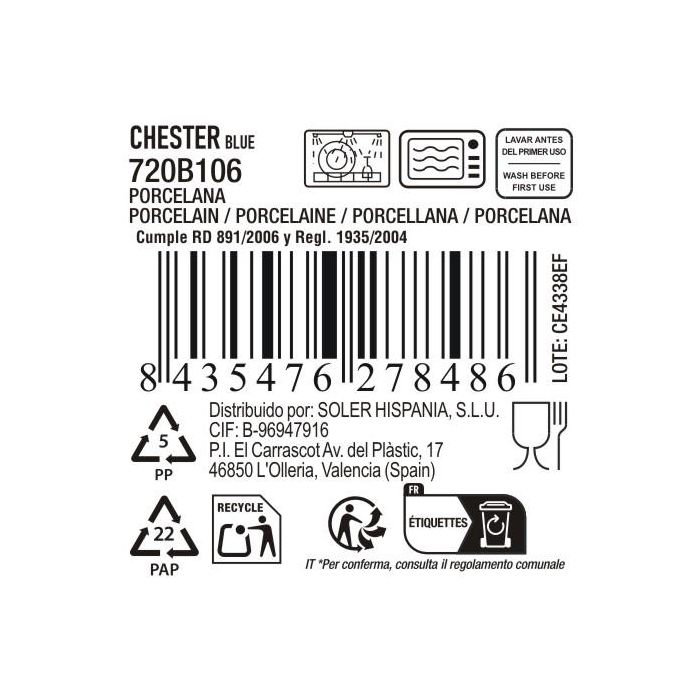 La Mediterranea Bandeja Redonda Chester Blue 24 cm x 2.5 cm 3