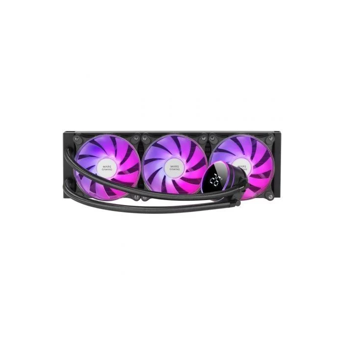 Mars Gaming Refrigeración Líquida ML-LCD360 Negro, AIO ARGB con Pantalla LCD, 3 Ventiladores 120mm FDB, TDP 600W, Radiador 360mm, Compatible Intel y AMD 1