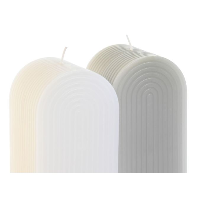 DKD Home Decor Vela de Cera Urban Gris y Blanco 7x13x7 cm, Pack 6 Unidades, 525gr, 68h Duración 1