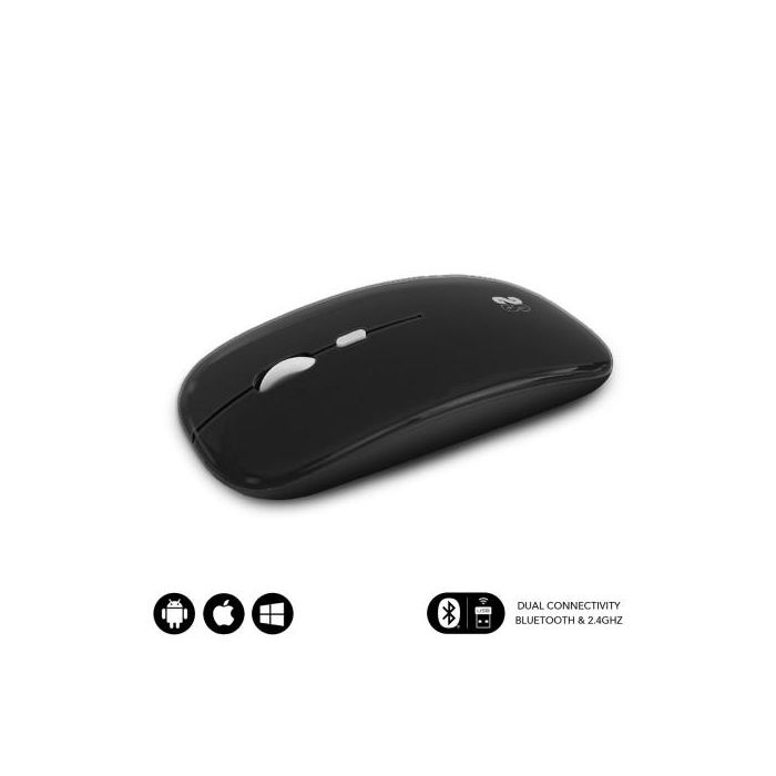 SUBBLIM Raton Dual Flat Mouse Black Rechargeable