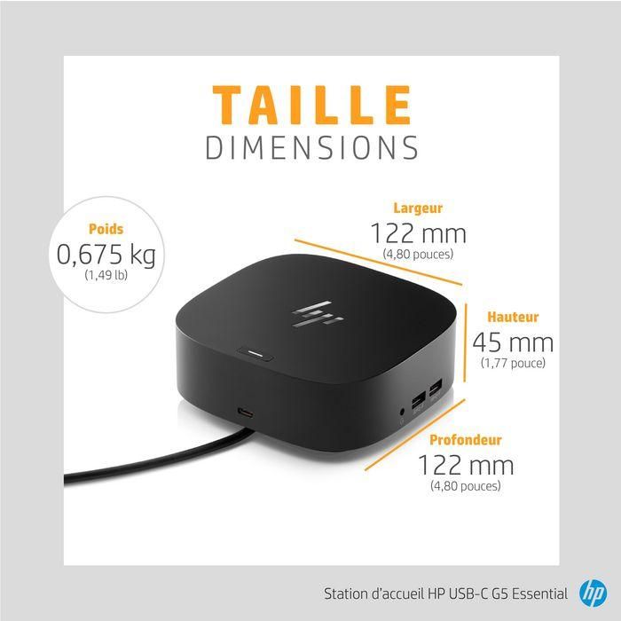 HP G5 USB-C Essential Dock - Estación de Acoplamiento Compacta para Portátiles - Soporte Triple Pantalla, Ethernet, Carga 13 HP G5 USB-C Essential Dock - Estación de Acoplamiento Compacta para Portátiles - Soporte Triple Pantalla, Ethernet, Carga 13