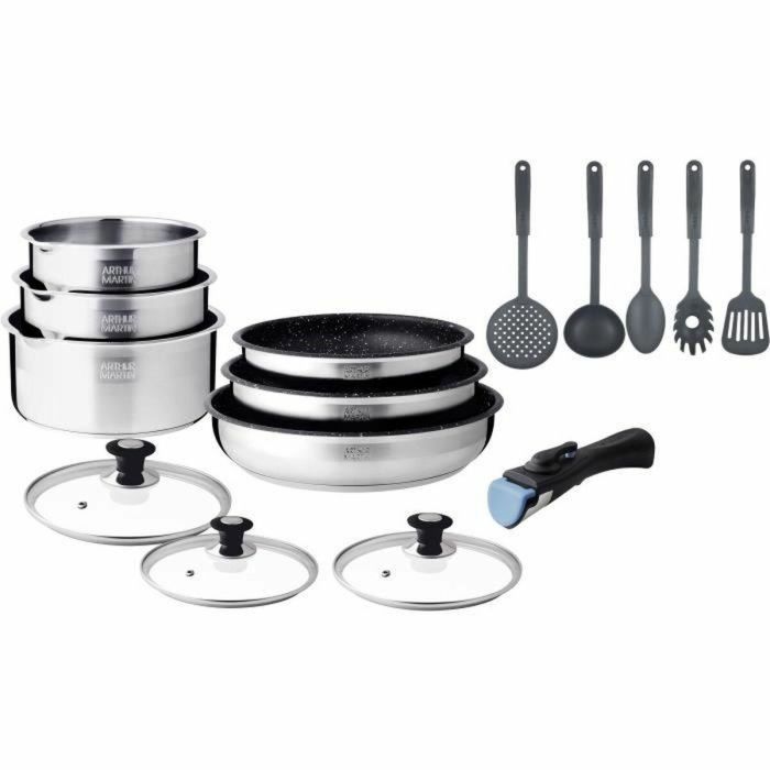 Arthur Martin AM1275 Batería de Cocina de Inducción Acero Inoxidable 15 Piezas Mango Extraíble Todas las Placas Cocción 0 Arthur Martin AM1275 Batería de Cocina de Inducción Acero Inoxidable 15 Piezas Mango Extraíble Todas las Placas Cocción 0