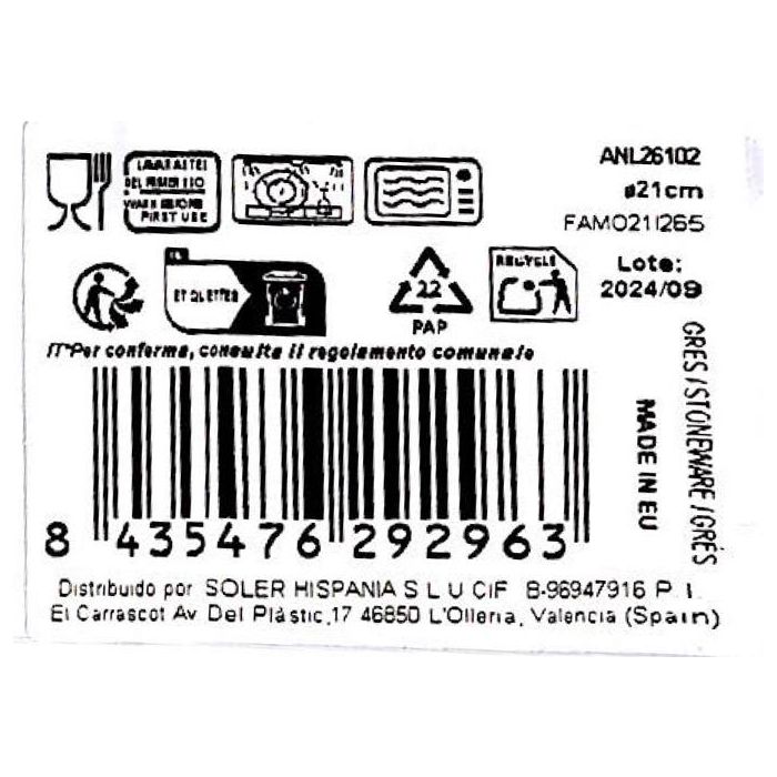 La Mediterranea Plato Hondo "Anllo" Monaco Brillo ø21 cm (12 Unidades) La Mediterranea Plato Hondo "Anllo" Monaco Brillo ø21 cm (12 Unidades)
