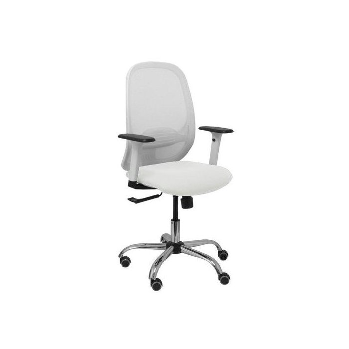 Silla Piqueras Y Crespo Cilanco Blanca Uso Intensivo Brazos Regulables Mecanismo Sincro Con Regulador De Tension Refuerzo Lumbar Regulable Base Cromada Ruedas Parquet Respaldo De Malla Blanca Y Asiento Tapizado Bali Blanco