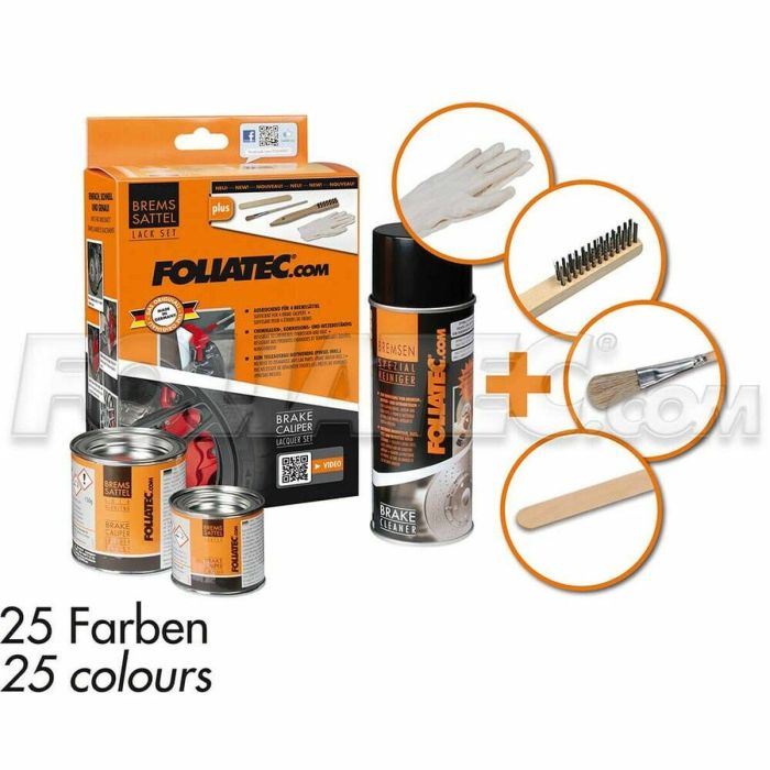 Foliatec FO2195 Pintura Kit para Pinzas de Freno Amarillo Performance 4 Componentes, Resistente Calor Químicos y Aceite 1