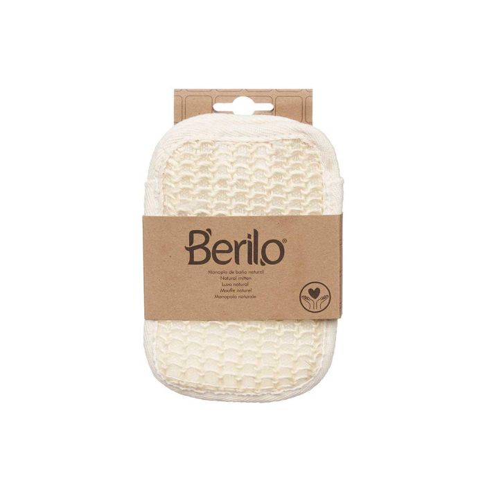 Manopla Fina Trenzada Natural Berilo - 11.5x16.5x1 cm, Sisal/Espuma/Poliéster/Nylon, Blanco/Beige (24 Unidades) 1
