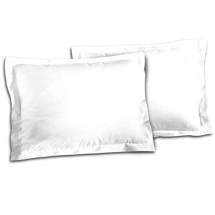 LOVELY HOME Juego de 2 fundas de almohada 100% algodón 50x70 cm - Blanco 1