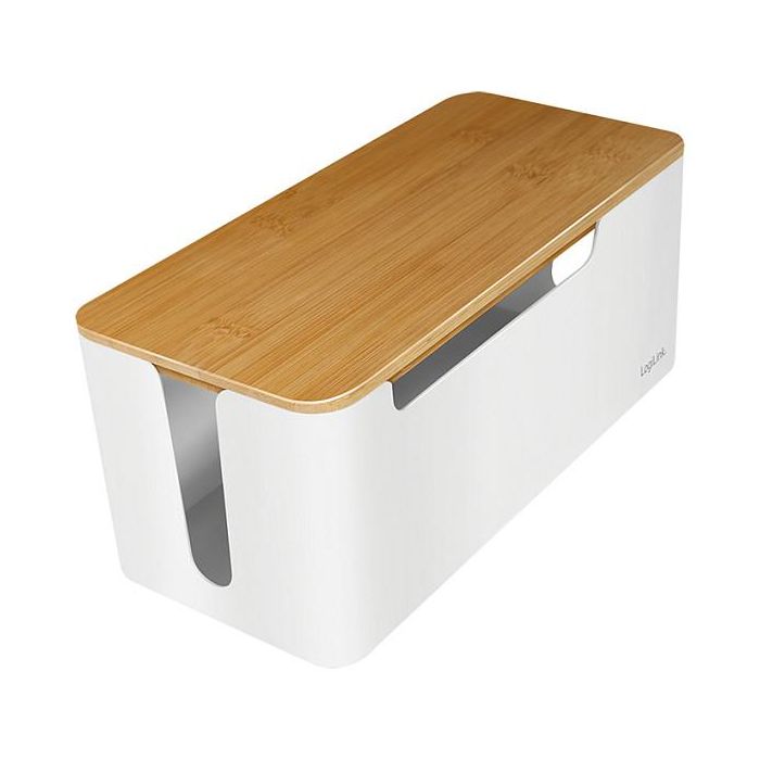 LogiLink KAB0075 Caja Organizadora de Cables con Tapa de Bambú 320 x 140 x 130 mm, Blanca 0 LogiLink KAB0075 Caja Organizadora de Cables con Tapa de Bambú 320 x 140 x 130 mm, Blanca 0